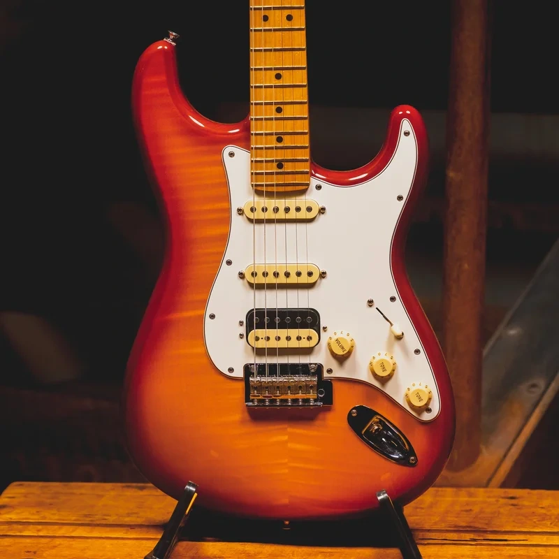 2021 Fender Player Stratocaster HSS Plus Top Electric Guitar, Aged Cherry Burst – Used