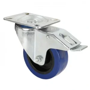 Adam Hall AH-372191 Swivel Castor 100 mm with Blue Wheel and Brake (Single)