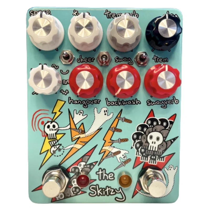 Champion Leccy “The Skitzy” Dual Layered Modulated Reverb Effect Pedal, Seafoam