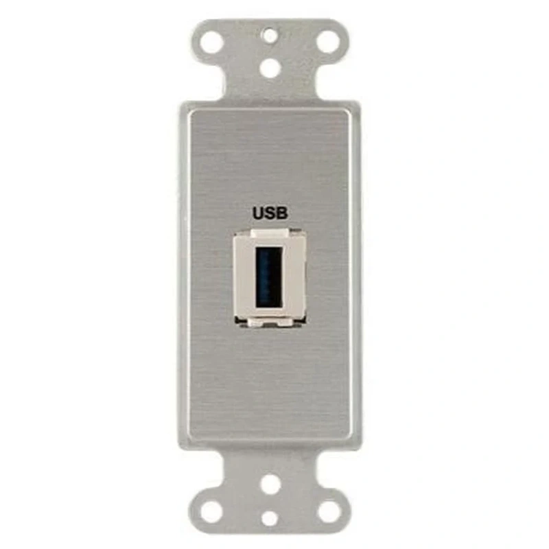 Covid D1146F-CA Keystone USB-3-AA Right Angled Wall Plate (Clear Anodized)