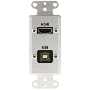 Covid D1218P-CA HDMI Pigtail, USB BA Pigtail Wall Plate (Clear Anodized)