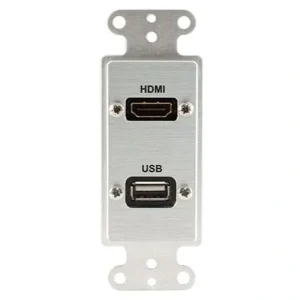 Covid D1219M-CA HDMI Female, USB AA Pigtail Wall Plate (Clear Anodized)