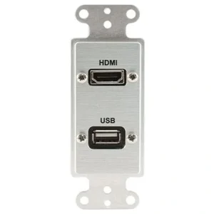 Covid D1219P-CA HDMI Pigtail, USB AA Pigtail Wall Plate (Clear Anodized)