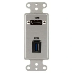 Covid D1231F-CA HDMI Female, Keystone USB-3-AA Wall Plate (Clear Anodized)