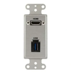 Covid D1231M-CA HDMI Pigtail, Keystone USB-3-AA Wall Plate (Clear Anodized)
