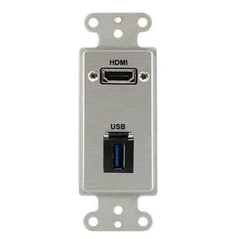 Covid D1231M-CA HDMI Pigtail, Keystone USB-3-AA Wall Plate (Clear Anodized)