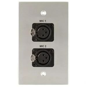 Covid W1225S-CA 2 Neutrik 3 Pin XLR Female Wall Plate (Clear Anodized)