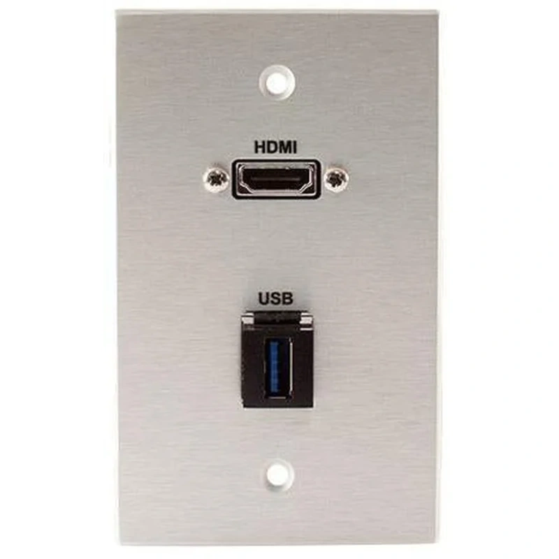 Covid W1231M-CA HDMI Pigtail and Keystone USB-3-AA Wall Plate (Clear Anodized)
