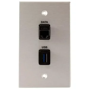 Covid W1233F-CA RJ45-CAT6 and Keystone USB-3-AA Wall Plate (Clear Anodized)