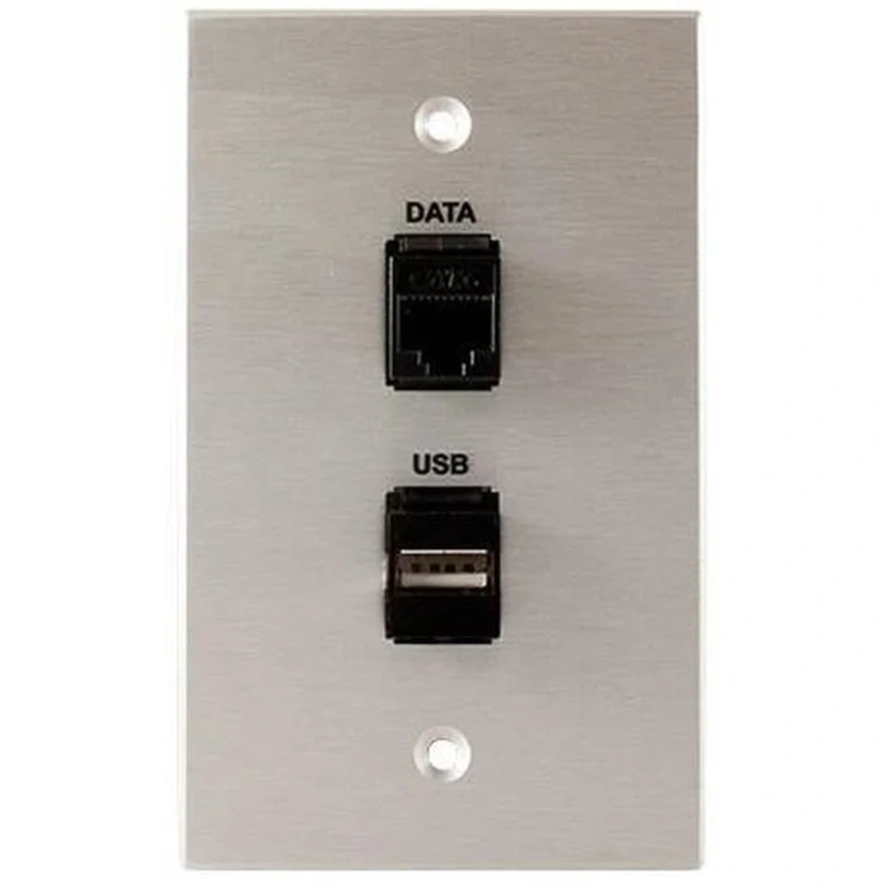 Covid W1236F-CA RJ45-CAT6 and Keystone USB-2-AA Wall Plate (Clear Anodized)