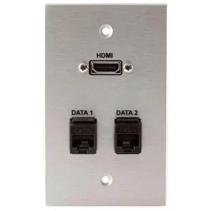 Covid W1328M-CA HDMI Pigtail and 2 RJ45-CAT6 Wall Plate (Clear Anodized)