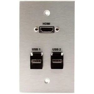 Covid W1331M-CA HDMI Pigtail and 2 Keystone USB-2-AB Wall Plate (Clear Anodized)