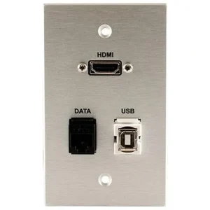 Covid W1333M-CA HDMI Pigtail, RJ45-CAT6 and USB-2-BA Wall Plate (Clear Anodized)