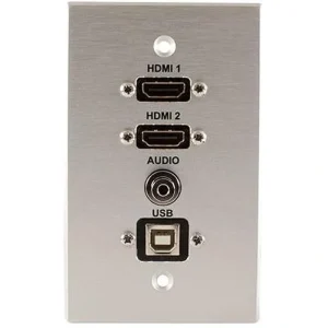 Covid W1403F-CA 2 HDMI Female, USB BA and Audio Input Wall Plate (Clear Anodized)