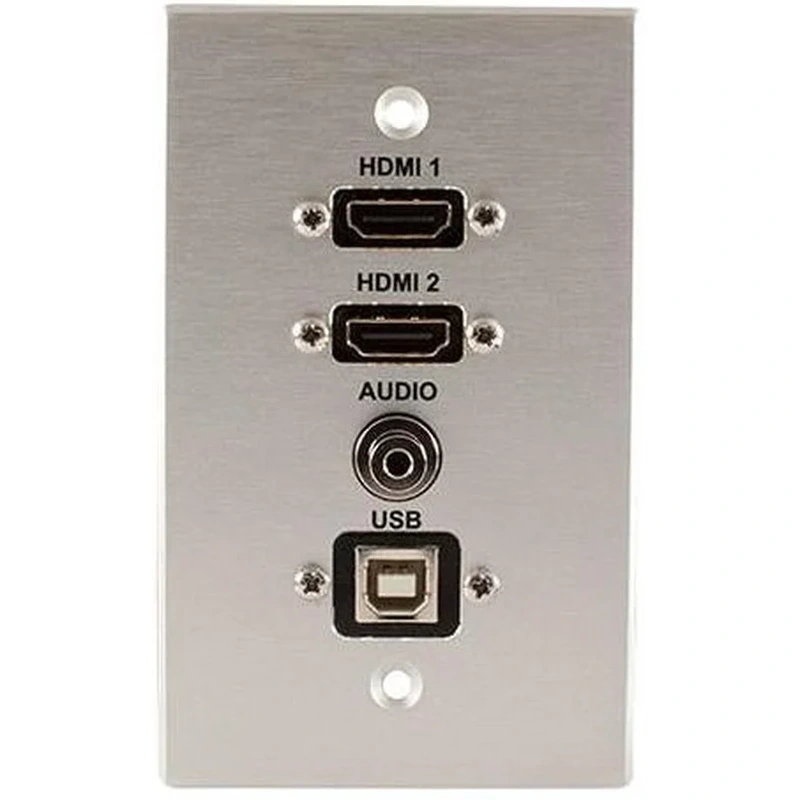 Covid W1403F-CA 2 HDMI Female, USB BA and Audio Input Wall Plate (Clear Anodized)