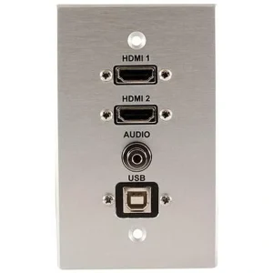 Covid W1403P-CA 2 HDMI Pigtail, USB BA and Audio Input Wall Plate (Clear Anodized)