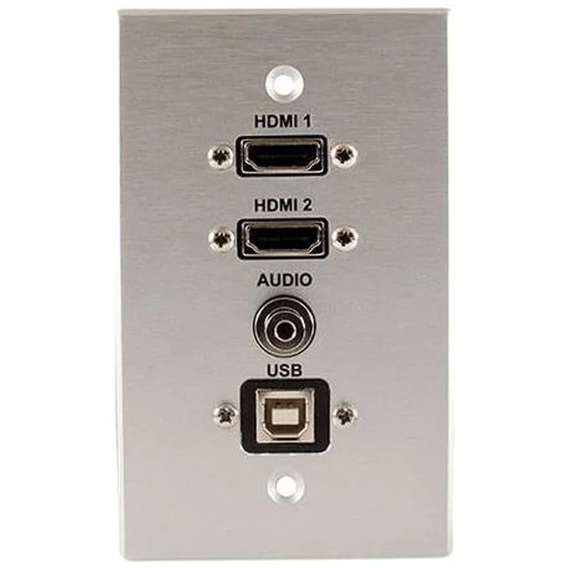 Covid W1403P-CA 2 HDMI Pigtail, USB BA and Audio Input Wall Plate (Clear Anodized)