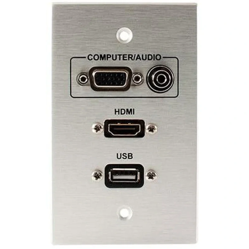 Covid W1407F-CA VGA, HDMI Female, Audio Input and USB AB Wall Plate (Clear Anodized)