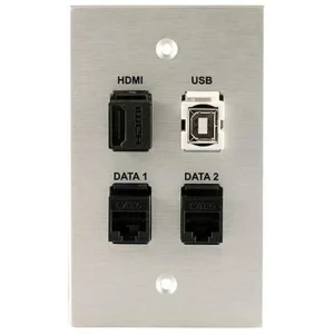 Covid W1409F-CA HDMI Key, USB 2.0 BA and (2) RJ45-CAT6 Wall Plate (Clear Anodized)