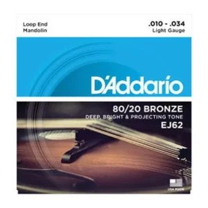 D’Addario EJ62 80/20 Bronze Mandolin Strings, Light, 10-34