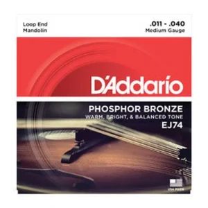 D’Addario EJ74 Mandolin Strings, Phosphor Bronze, Medium, 11-40