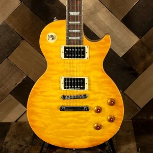 Epiphone 2005 Les Paul Classic Quilt Top Translucent Amber With HC – Used
