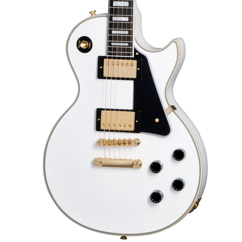 Epiphone Les Paul Custom Electric Guitar, Alpine White w/Hard Case