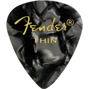 Fender Guitar Pick 351 Shape Classic Celluloid 1 Gross – Black Moto – Thin, 144-Count