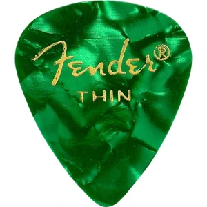 Fender Guitar Pick 351 Shape Classic Celluloid 1 Gross – Green Moto – Thin, 144-Count