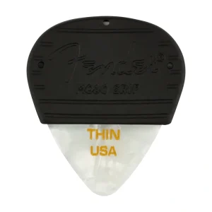 Fender MOJO GRIP Picks, Celluloid, 3-Pack – White Moto, Thin