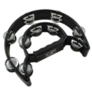 Granite Percussion Heavy Duty Half-moon Tambourine with Inside Row – Black