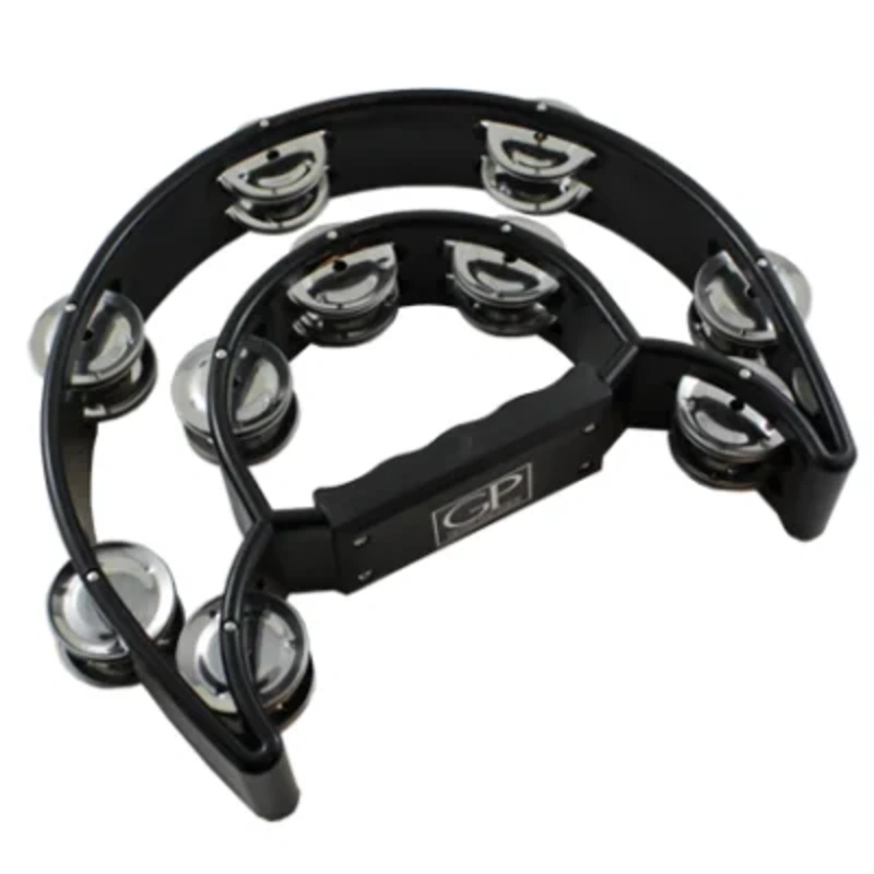 Granite Percussion Heavy Duty Half-moon Tambourine with Inside Row – Black
