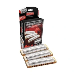 Hohner 3P1896BX Marine Band 1896 Classic Diatonic Harmonica – 3 Pack