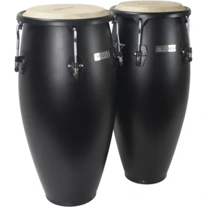 Mano Percussion MP1601BS-MBS Conga Set With Basket Stands (Midnight Black Satin) – 10 & 11