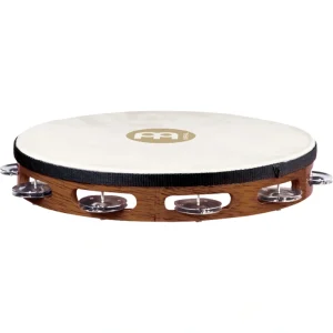 Meinl TAH1AB Traditional Goat-Skin Wood Tambourine – Steel Jingles