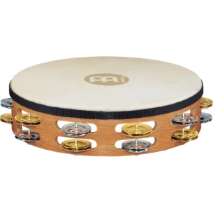 Meinl TAH2M-SNT Recording-Combo Goat-Skin Wood Tambourine – Dual-Alloy Jingles