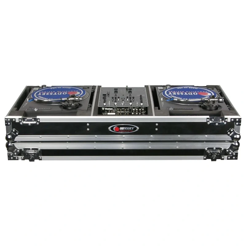 Odyssey FZBM10W Format DJ Mixer and Two Battle Position Turntables Flight Coffin Case – 10