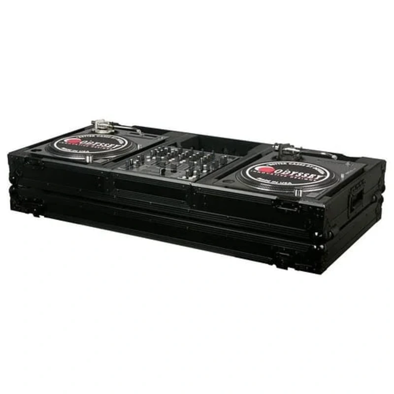 Odyssey FZBM12WBL Format DJ Mixer and Two Battle Position Turntables Flight Coffin Case – 12″ (Black)