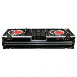 Odyssey FZDJ10W Format DJ Mixer and Two Standard Position Turntables Flight Coffin Case w/Wheels – 10