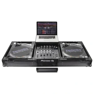 Odyssey FZGSLBM12WRBL Low Profile Format DJ Mixer and Two Battle Position Turntables Flight Coffin Case with Wheels and Glide Platform – 12″ (Black)