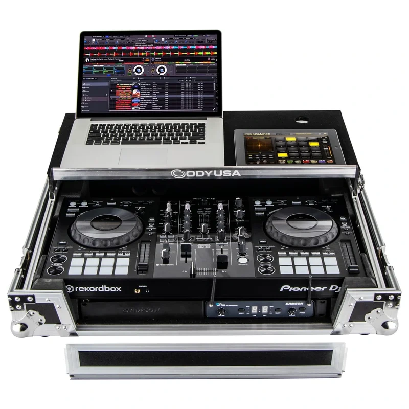Odyssey FZGSPIDDJ8001 Pioneer DDJ-800 Flight Case w/Bottom 1U Rack Space and Glide Platform