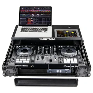 Odyssey FZGSPIDDJ8001BL Pioneer DDJ-800 Flight Case w/Bottom 1U Rack Space and Glide Platform (Black)
