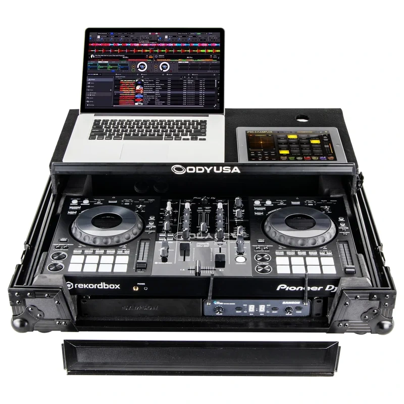 Odyssey FZGSPIDDJ8001BL Pioneer DDJ-800 Flight Case w/Bottom 1U Rack Space and Glide Platform (Black)