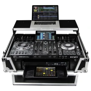Odyssey FZGSPRIME4W2 Denon Prime 4 Flight Case w/Patented Glide Laptop Platform and 2U Rack Space