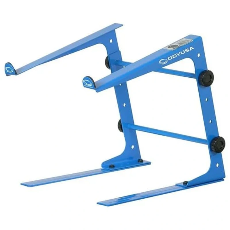 Odyssey LSTANDSBLU – Designer Dj Series Blue L Stand S Stand Alone Table Top Laptop/Gear Stand (Clamps Not Included)