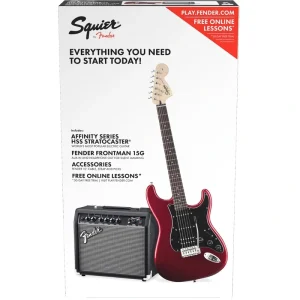 Squier Affinity Series Stratocaster HSS Pack 15G – Candy Apple Red 120V