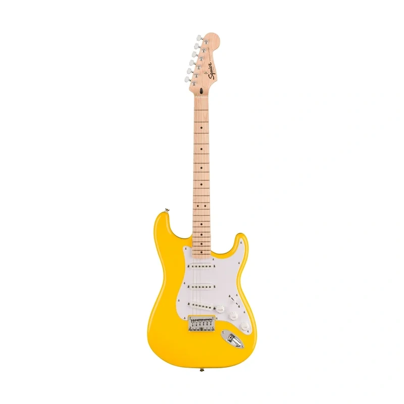Squier Limited Edition Sonic Stratocaster HT Electric Guitar w/White Pickguard, Maple FB, Graffiti Yellow