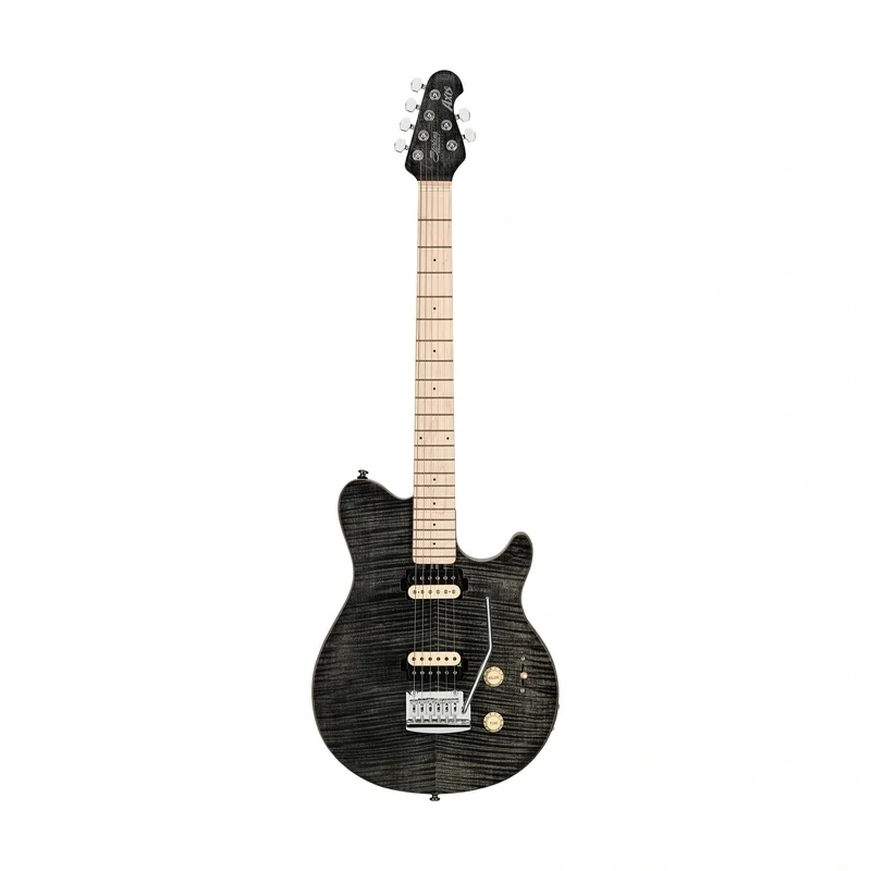 Sterling by Music Man AX3FM Axis Flame Maple Electric Guitar, Maple FB, Trans Black