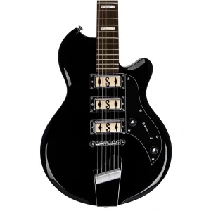 Supro Island Series Hampton Guitar – Triple Pickup – Jet Black – Free Gig-Bag