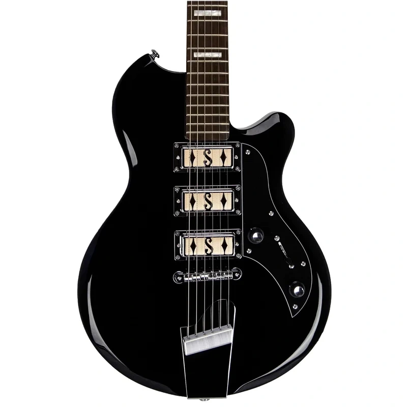Supro Island Series Hampton Guitar – Triple Pickup – Jet Black – Free Gig-Bag